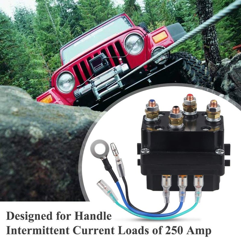 WATERWICH 12V 250A Winch Relay Solenoid Contactor Thumb Switch Combo with 6 Protecting Caps Universal for ATV UTV 2000-5000lbs - Image 3